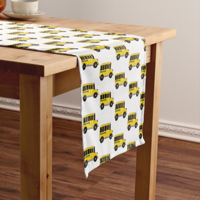 Big Yellow School Bus Teacher Driver Short Table Runner (In Situ)