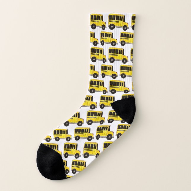 Big Yellow School Bus Teacher Transportation Socks (Left Outside)