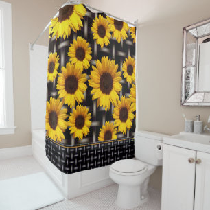 Big Yellow Sunflower Industrial Grid Weave Pattern