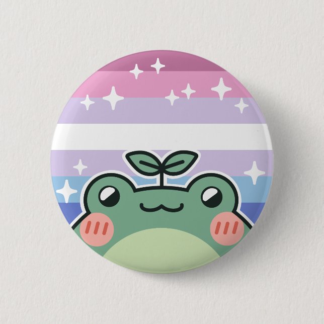 Bigender LGBT Pride Flag Frog 2 Inch Round Button (Front)
