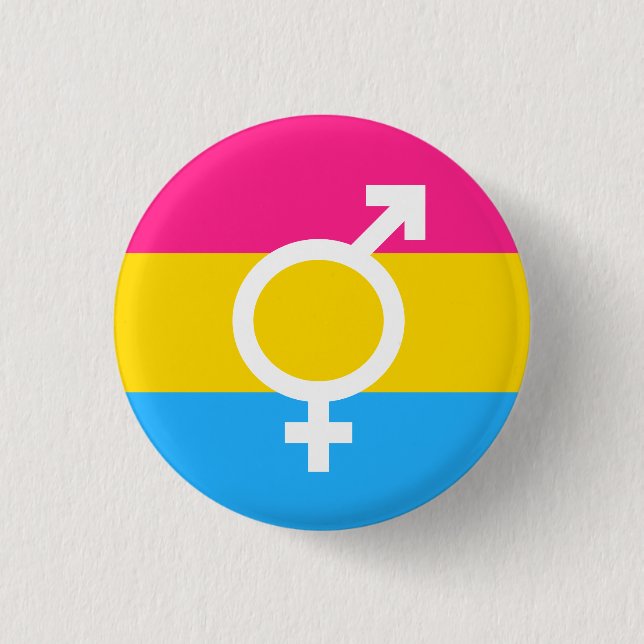Bigender Pansexual Flag Symbol 1 Inch Round Button (Front)