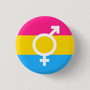 Bigender Pansexual Flag Symbol 1 Inch Round Button