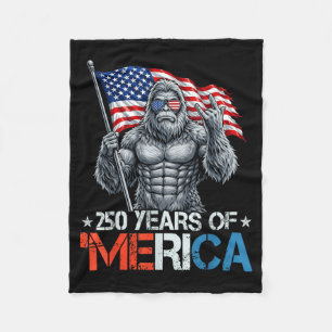 Bigfoot 250 Years of Merica Rock American Flag 4th Fleece Blanket