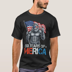 Bigfoot 250 Years of Merica Rock American Flag 4th T-Shirt