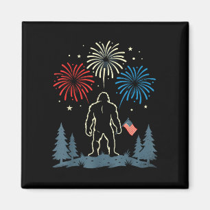 Bigfoot 4th of july american flag fireworks magnet