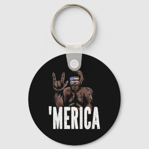 Bigfoot 4th Of July American Independence Day Asl  Keychain