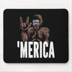 Bigfoot 4th Of July American Independence Day Asl  Mouse Pad