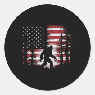 Bigfoot 4th Of July American Usa Flag Patriotic Ki Classic Round Sticker