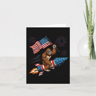 Bigfoot 4th Of July Patriotic Sasquatch Fireworks  Card