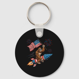 Bigfoot 4th Of July Patriotic Sasquatch Fireworks Keychain