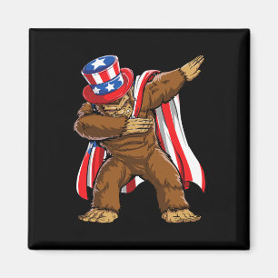 Bigfoot 4th Of July Sasquatch American Flag Magnet