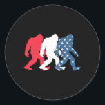 Bigfoot 4th Of July Sasquatch American Flag Patrio Classic Round Sticker<br><div class="desc">Bigfoot 4th Of July Sasquatch American Flag Patriotic Usa For Women Kids Men</div>