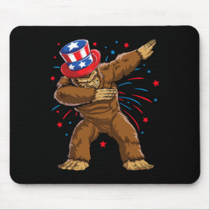 Bigfoot 4th Of July Shirts Sasquatch American Flag Mouse Pad