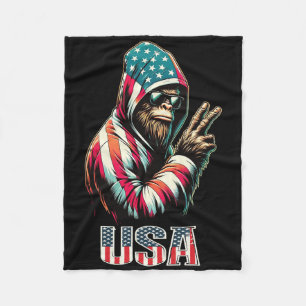 Bigfoot 4th Of July Usa Patriotic Sasquatch Teens  Fleece Blanket