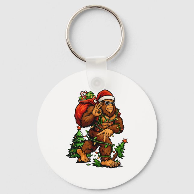 Bigfoot 67 Christmas Tree Lights Xmas Men Sasquatc Keychain (Front)