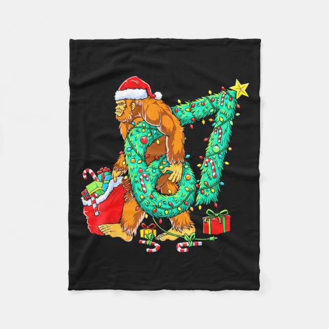 Bigfoot 67 Meme Christmas Tree 67 Baseball Lifesty Fleece Blanket (Front)
