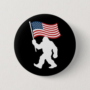 Bigfoot Aamerican Flag Sasquatch Patriotic Usa 4th 2 Inch Round Button