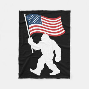 Bigfoot Aamerican Flag Sasquatch Patriotic Usa 4th Fleece Blanket