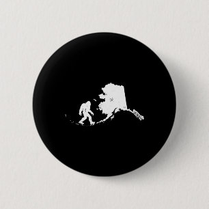 Bigfoot Alaska State Map Sasquatch Men Women Gift 2 Inch Round Button