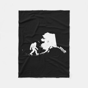 Bigfoot Alaska State Map Sasquatch Men Women Gift Fleece Blanket