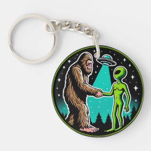 Bigfoot Alien Alliance - Funny Scifi Cryptid Keychain