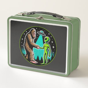 Bigfoot Alien Alliance - Funny Scifi Cryptid Metal Lunch Box