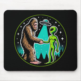 Bigfoot Alien Alliance - Funny Scifi Cryptid Mouse Pad