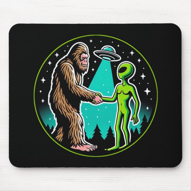 Bigfoot Alien Alliance - Funny Scifi Cryptid Mouse Pad (Front)