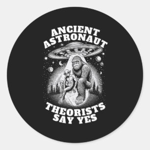 Bigfoot Alien And Ufo I Ancient Astronaut Theorist Classic Round Sticker