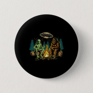 Bigfoot Alien Campfire Camping Sasquatch Ufo Campe 2 Inch Round Button