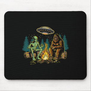 Bigfoot Alien Campfire Camping Sasquatch Ufo Campe Mouse Pad