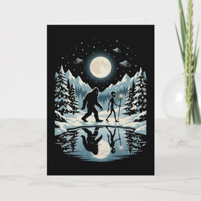 Bigfoot Alien Christmas Card (Front)