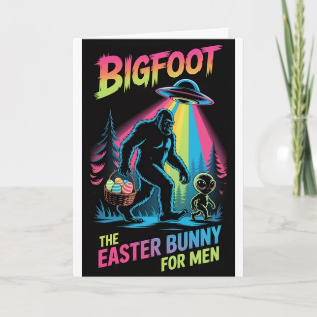 Bigfoot Alien Easter Bunny Card Funny Cryptid  (Front)
