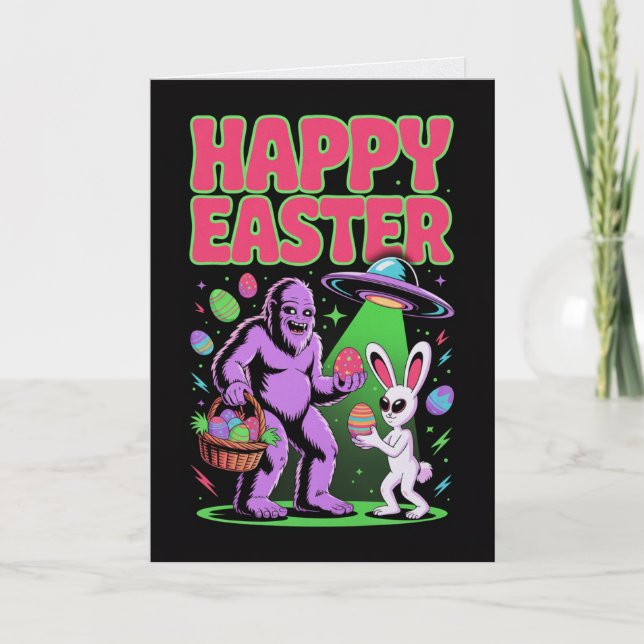Bigfoot Alien Easter Card (Front)