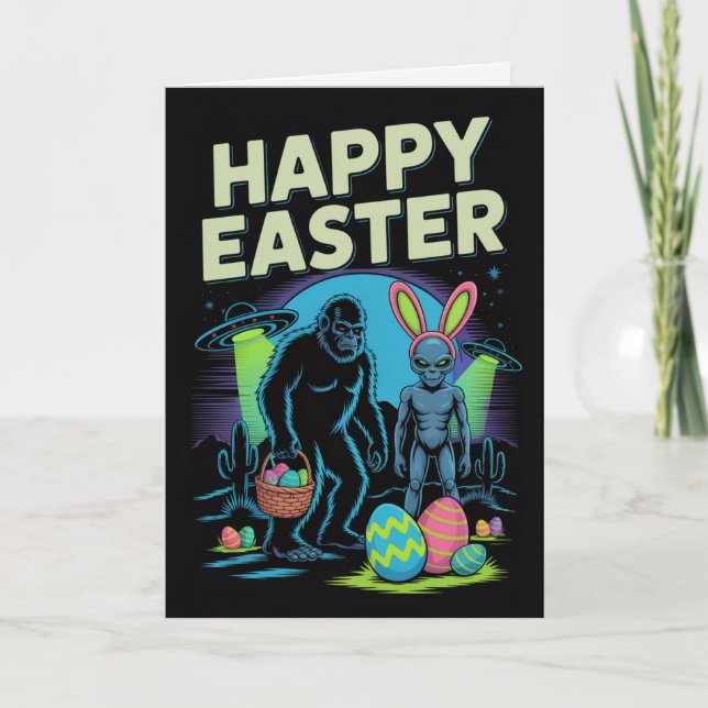  Bigfoot Alien Easter Card (Front)