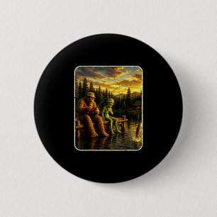 Bigfoot alien fishing funny men sasquatch lovers 2 inch round button