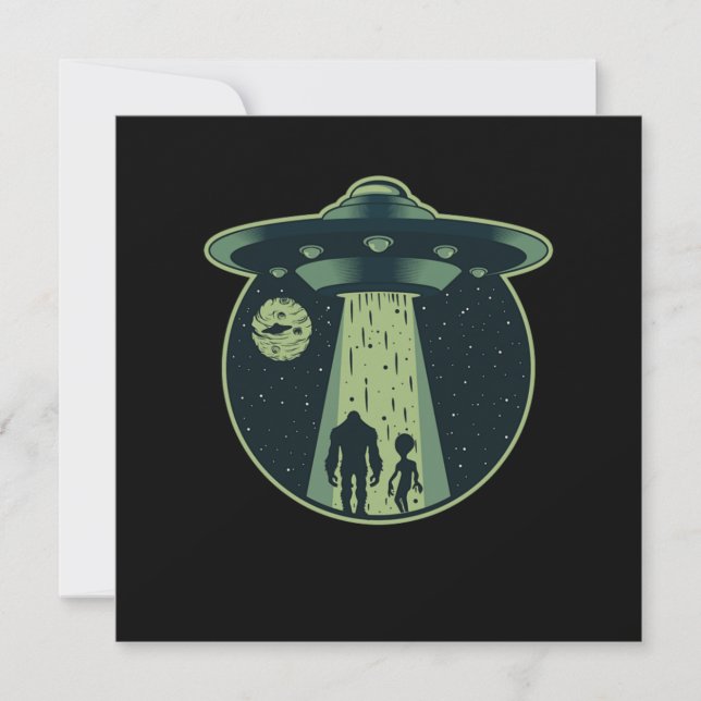 Bigfoot Alien Sasquatch UFO Abduction Aliens Gift Invitation (Front)