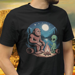 Bigfoot Alien UFO Cryptid Night Paranormal T-Shirt