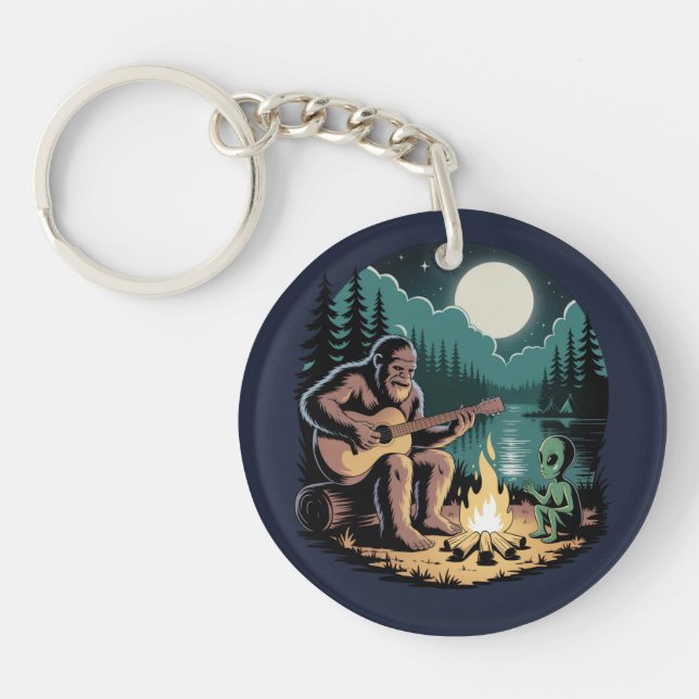 Bigfoot Alien UFO Cryptid Paranormal Encounter  Keychain (Front)