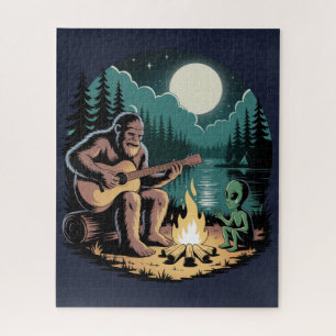 Bigfoot Alien UFO Cryptid Paranormal Jigsaw Puzzle