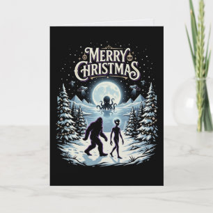 Bigfoot Alien UFO Cthulhu Christmas Card Cryptid