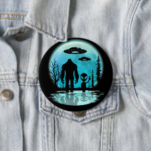 Bigfoot Alien UFO Disclosure Conspiracy Gift 4 Inch Round Button