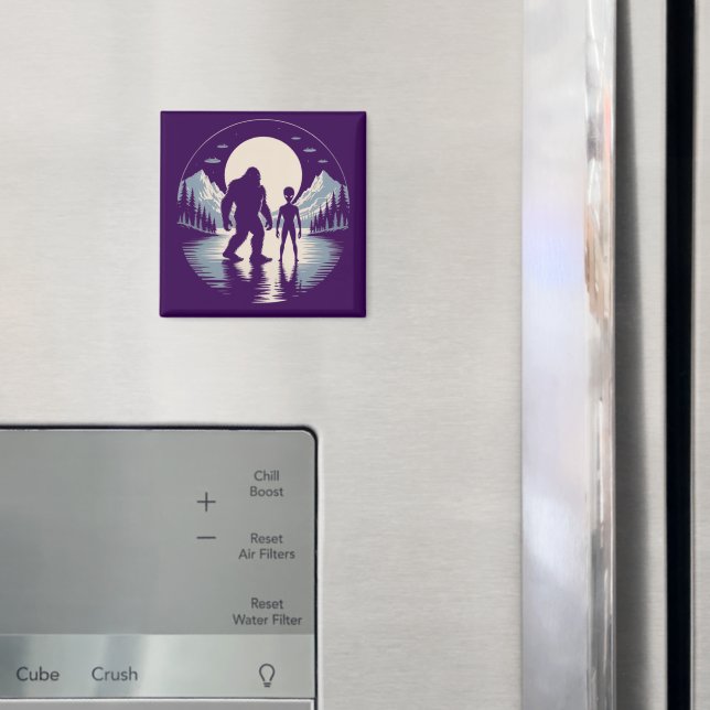 Bigfoot Alien UFO Encounter Paranormal Night  Magnet (In Situ (Fridge))