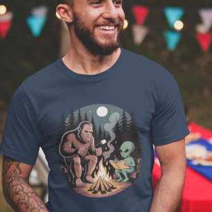 Bigfoot Alien UFO Moon Cryptid Encounter T-Shirt