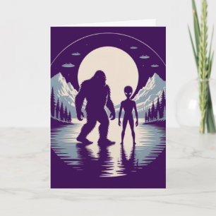 Bigfoot Alien UFO Paranormal Encounter Greeting Holiday Card