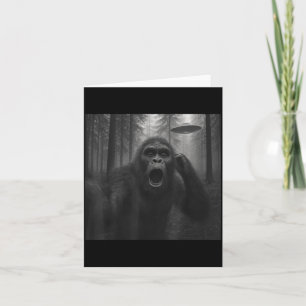 Bigfoot Alien Ufo Selfie Funny Sasquatch Meme Men Card