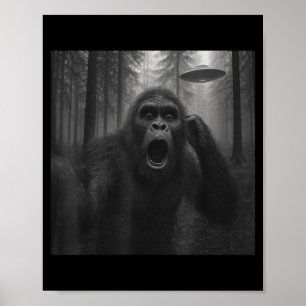 Bigfoot Alien Ufo Selfie Funny Sasquatch Meme Men Poster