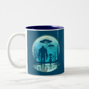 Bigfoot Alien UFO Two-Tone Coffee Mug