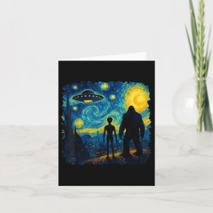 Bigfoot Alien Ufo Van Gogh Starry Night Sasquatch Card