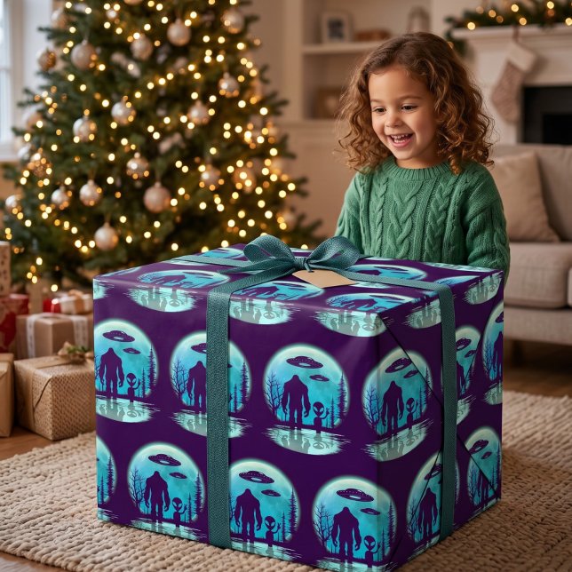 Bigfoot Alien UFO Wrapping Paper (Creator Uploaded)